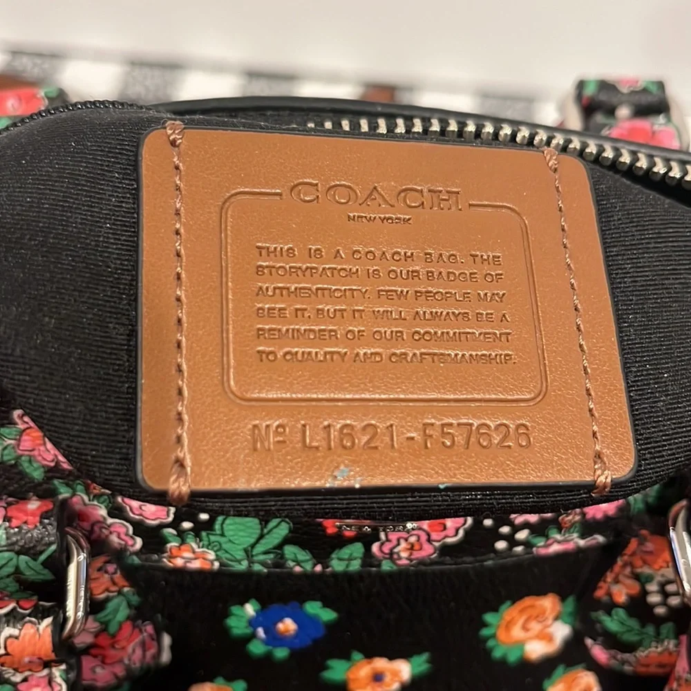 Coach Mini Bennett Black Satchel In Floral Mix Pattern Crossbody Silver Hardware - Picture 7 of 13